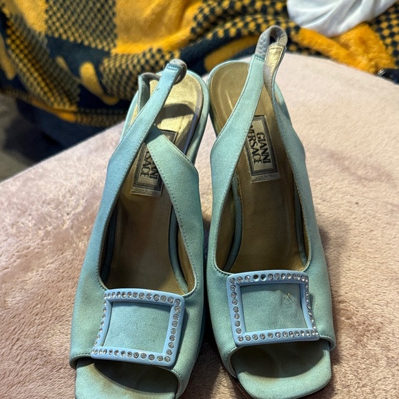 Versace Light Blue Heels with Rhinestone Buckle - Picture 1 of 3